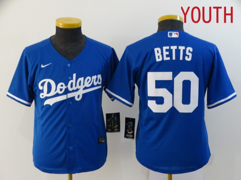 Youth Los Angeles Dodgers 50 Betts Blue Nike Game MLB Jerseys